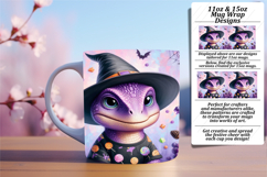 Colorful 11oz Mug Wrap Png Template , Halloween Dino Product Image 1