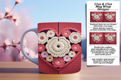 Gorgeous 15oz Mug Wrap Png Template , Flowers Heart Product Image 1