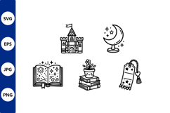 Vector line art set featuring castle Product Image 1