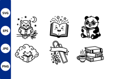 Cute reading animals vector Product Image 1