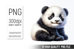 Cute Panda Clipart PNG, Printable Animals, Wildlife Design Product Image 1