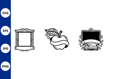 vector line art frame apple chalkboard Product Image 1