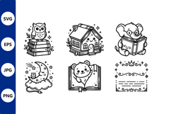 cute reading animals vector collage Product Image 1