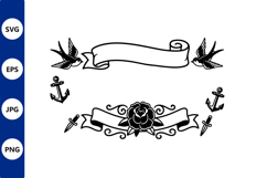 Swallow Banner Tattoo Vector Product Image 1