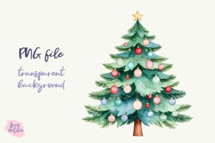 Vintage Christmas Tree Clipart Retro PNG Product Image 4