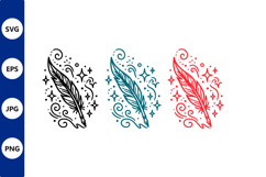 Feather with decorative swirls and stars Product Image 1