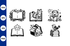 Open books cat backpack illustration Product Image 1