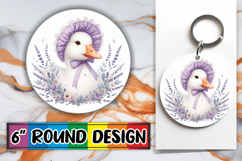 Whimsical Keychain Circle Designs PNG, Goose Product Image 1