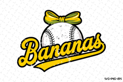 Bananas Baseball SVG Design | Game Day Svg | Sports Svg Product Image 1