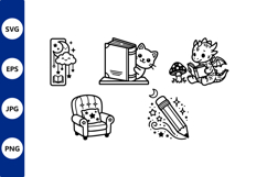 cute vector doodles cozy reading Product Image 1