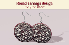 Vintage pattern earrings | Silver Round Earring sublimation Product Image 1