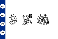 Three black line vector illustrations Product Image 1