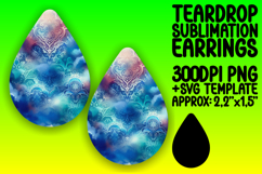 Vibrant Teardrop Earrings Design Template , Watercolor Patte Product Image 1