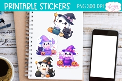 Cute Halloween stickers for Print and Cut, Witch ghost png Product Image 2