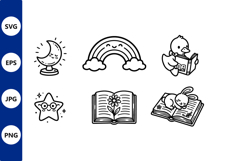 cute vector doodle moon rainbow duck Product Image 1