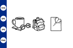 line art study set mug glasses backpack Product Image 1