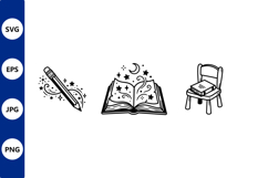 hand drawn pencil magic open book Product Image 1