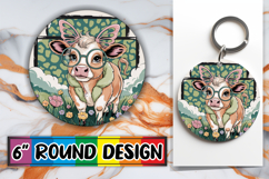 Blissful Keychain Sublimation, Cute Cow Product Image 1