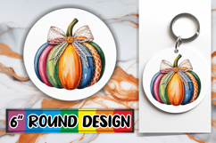 Joyful Coasters Circle PNG Style, Pumpkin Watercolor Product Image 1
