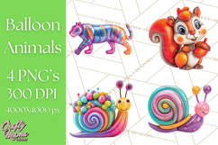 Bright Balloon Animals Clipart PNG Shiny Candy Colors Product Image 1