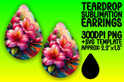Gorgeous Teardrop Earrings Sublimation Art , Flowers Product Image 1