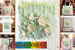 Sweet TSHIRT Designs PNG, 3D Flowers Product Image 1