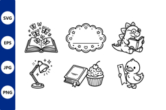 Playful children reading doodles vector Product Image 1