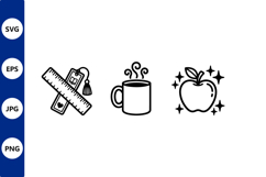 line art icons ruler tassel mug apple Product Image 1