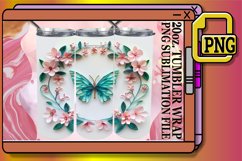 3D Butterfly and Flowers Tumbler Wrap - 20oz Spring Product Image 1