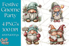 Winter Metallic New Year Gnomes PNG Clipart Product Image 1