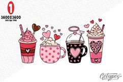Valentine Coffee Sublimation Clipart - High Quality Design Product Image 1