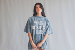 Denim Comfort Colors 1717 T-shirt Mockups, Real Model Product Image 1