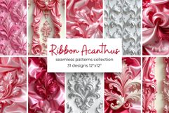 Floral Ribbon Digital Paper Kit Rococo Valentine Patterns Product Image 1