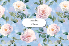 Romantic White Garden Roses Seamless Watercolor Floral Product Image 1