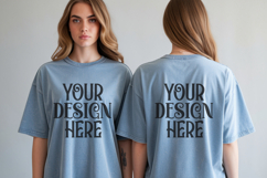 Ice Blue Comfort Colors 1717 Front &amp; back T shirt Mockup Product Image 1