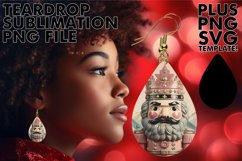 Fun Teardrop Earrings Sublimation PNG, Christmas Product Image 1