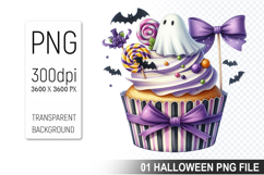 Cupcake With A Halloween Ghost, Halloween Clipart PNG File Product Image 1
