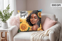 Afro Girl /Woman braided hair Pillow Design, Black Queen PNG Product Image 1