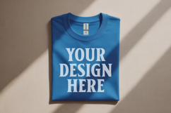 Gildan 64000 Royal Blue Folded Tshirt Mockup Product Image 1