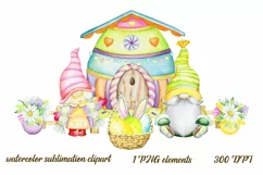 Easter Gnomes PNG, Watercolor clip art, Sublimation Graphics Product Image 1