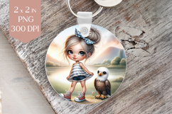 Patriotic Girl and Eagle Keychain PNG Product Image 1