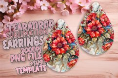 Vibrant Floral Teardrop Earring Sublimation Design Product Image 1