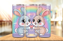 Valentine’s Day Cute Bunny Couple Tumbler Wrap PNG Big Bundl Product Image 3