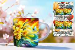 Colorful 11oz Mug Wrap Png Template , Flowers Product Image 1