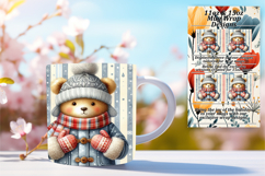Beautiful 15oz Mug Wrap Png Design , Teddy Bear Product Image 1