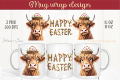 Easter highland cow with bunny mug wrap sublimation design Product Image 1