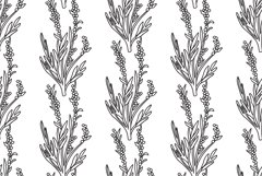 Line art botanical branches with leaves and berries seamless Product Image 1