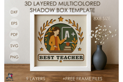 3D Teachers Card Colored Shadow box SVG Papercut template Product Image 1