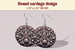 Vintage pattern earrings | Silver Round Earring sublimation Product Image 1
