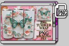 Spring Blossoms Butterfly Tumbler Wrap - 20oz 3D Art Product Image 1